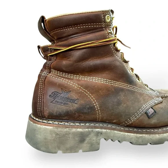 Thorogood Safety Toe American Heritage 6" Crepe Sole Work Boots size 9 2E Steel - Picture 9 of 16
